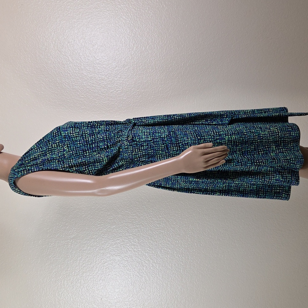 Apt 9 Blue, Green, & Black Geometric Faux Wrap Dress - Picture 6 of 8